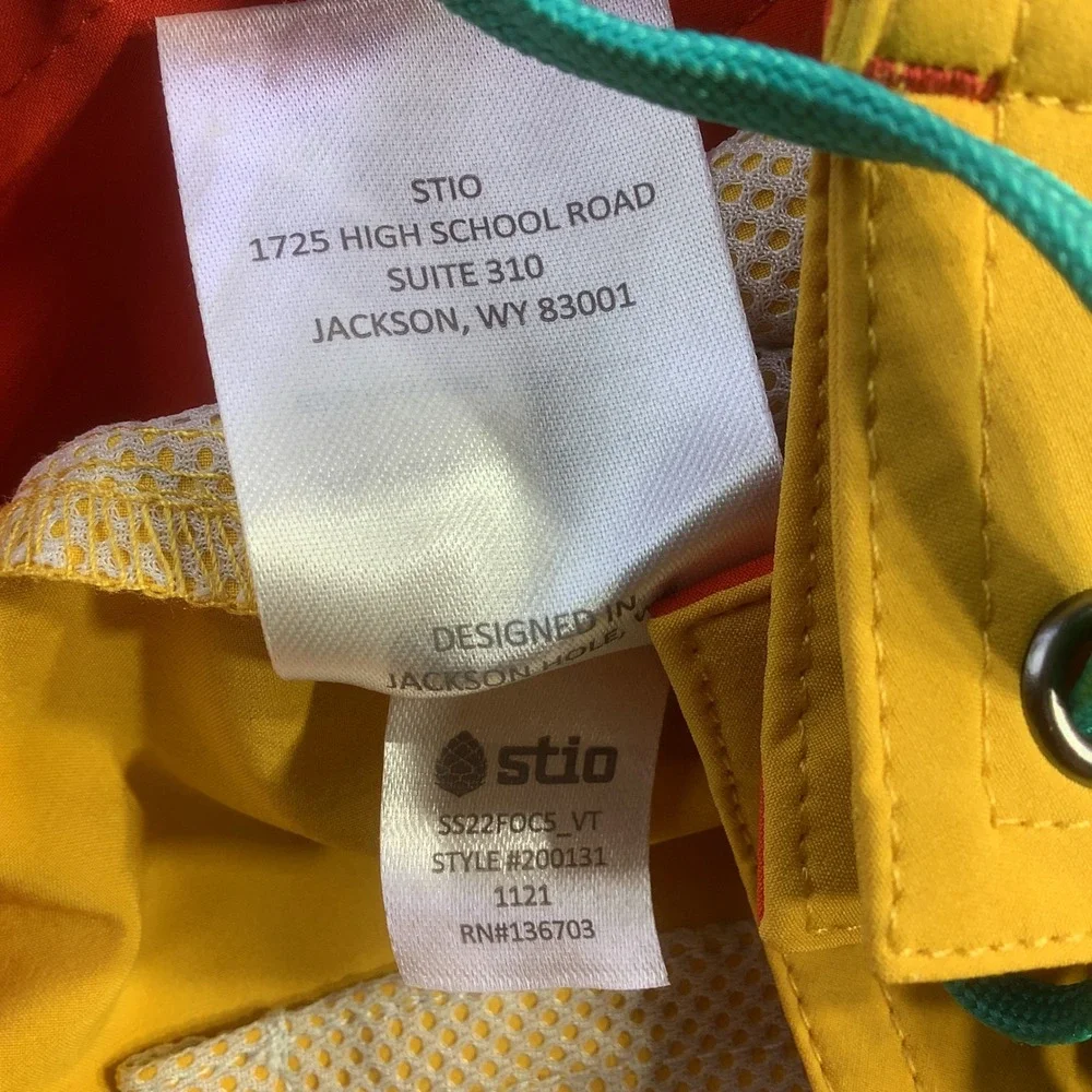 Stio Mens CFS Board Shorts Quick Dry Swim Trunks Yellow Size 33 NWT